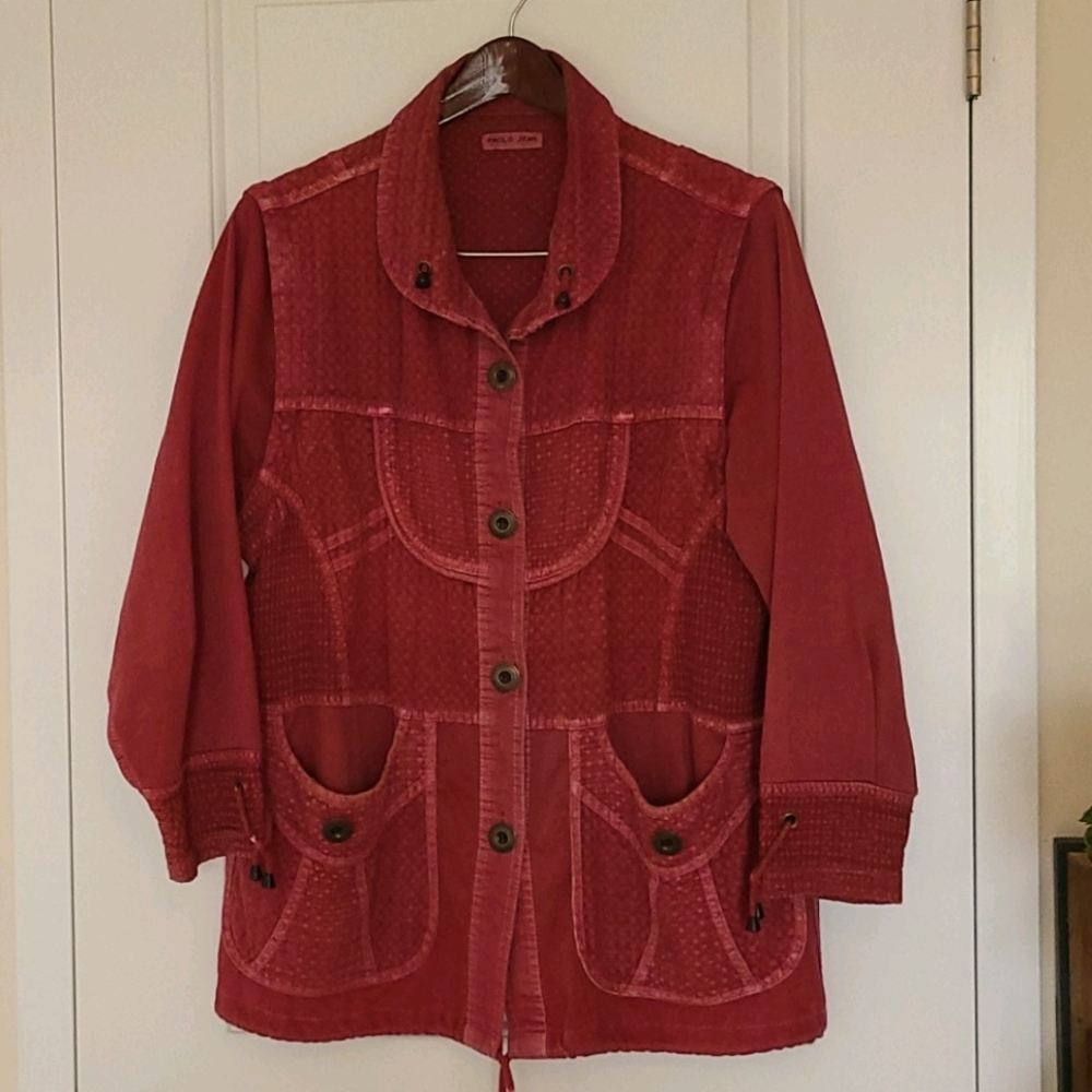 Great Jacket Paolo Jean Jacket 100% Cotton Removable Sleeves